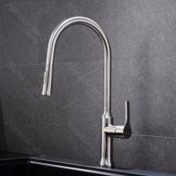 Baterie de bucatarie cu dus extractibil, inox SUS304 satinat, 49 cm, CF023