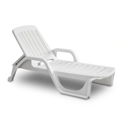 Sezlong de Plaja sau Gradina, reglabil, dimensiune 190 x 46 x 71 cm, material plastic, culoare Alb FAVLine Selection