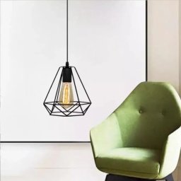 Lustra pendul STRUKTUR tip diamant, metal negru, 1xE27, 100 cm