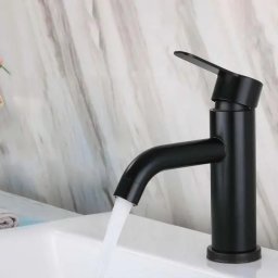 Baterie lavoar negru mat din inox SUS304 cu cartus ceramic, 16,5 cm