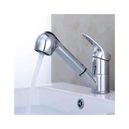 Baterie tip frizerie pentru baie cu dus extractabil, aliaj crom lucios FR001