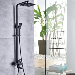 Coloana de dus din inox negru mat, efect ploaie, 3 functii, montaj pe perete HS007
