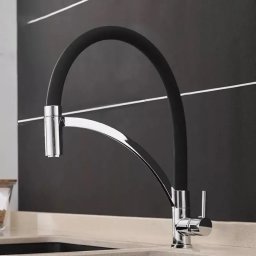 Baterie de bucatarie negru mat din alama sanitara, înalta 46 cm, WZX/2018
