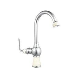 Baterie de bucatarie din alama sanitara, crom lucios cu insertii jad, 35 cm