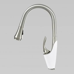 Baterie de bucatarie cu dus extractibil, din alama sanitara, finisaj crom/inox, W054