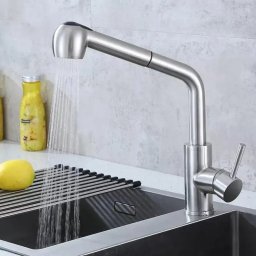 Baterie de bucatarie cu dus extractibil Starke CF019, inox satinat, monocomanda