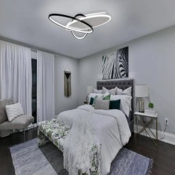 Lustra LED LIGURIA 77W cu telecomanda, 3 ovale, dimabila, alb-negru