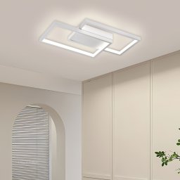 Lustra LED LANDYN 37W cu telecomanda, 2 patrate, dimabila, alba