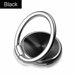 Suport telefon tip inel 360° cu stand, negru, universal pentru iPhone/Samsung/Xiaomi
