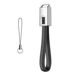 Cablu breloc pentru încarcare MicroUSB negru, 20 cm, USB - OEM