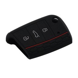 Husa din silicon pentru cheie tip briceag compatibila Golf MK7, 3 butoane, negru-rosu