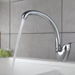 Baterie de bucatarie crom lucios LB00C cu pipa lebada pivotanta si cartus ceramic