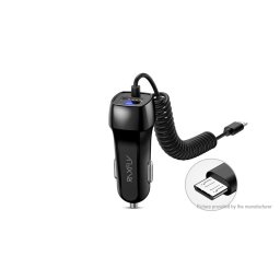Incarcator auto RXFLY MicroUSB cu cablu spiralat, 2.1A, negru