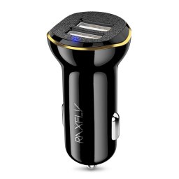 Incarcator auto mini RXFLY Dual USB 2.1A, 2 porturi, 12-24V, negru-auriu