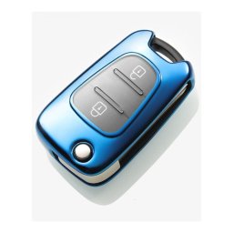 Husa cheie briceag Hyundai compatibila i30/iX35, TPU+PC, albastra, 3 butoane
