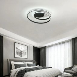 Lustra LED VECTOR Arcadia 56W cu telecomanda, dimabila, 3 culori de lumina, negru mat