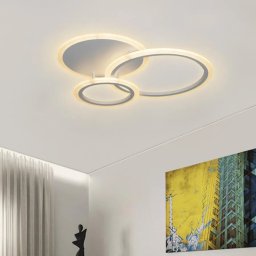 Lustra LED LUCY 45W cu telecomanda, 3 cercuri, dimabila, alb mat