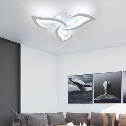 Lustra LED LOTUS 32W cu telecomanda, 3 petale, dimabila, alb