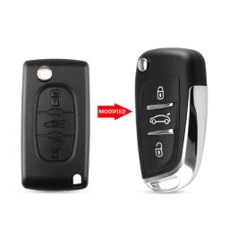 Carcasa cheie tip briceag compatibila Peugeot 407, 3 butoane, model nou, fara suport baterie