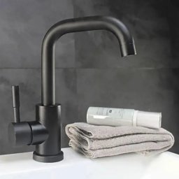 Baterie de lavoar negru mat cu pipa rotativa, inox SUS304, Korman Technik LY008C