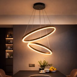 Lustra LED suspendata Casiana 40W cu telecomanda, 2 cercuri, negru, dimabila 3000K-6000K