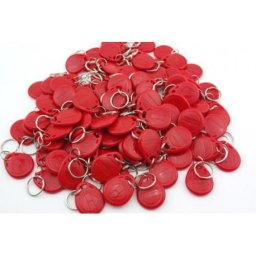 Set 100 tag-uri RFID clonabile rosii pentru acces, cu inel metalic