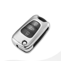 Husa cheie briceag Hyundai i30/ix35, TPU+PC argintie, 3 butoane