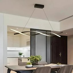 Lustra LED suspendata FLUX 116 cm, 27W, dimabila cu telecomanda, negru