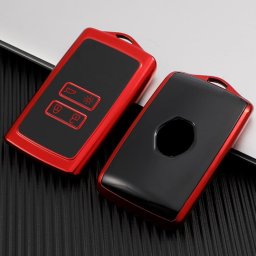 Husa cheie Renault Smartkey 4 butoane, TPU rosie, pentru Megane/Kadjar/Captur/Clio