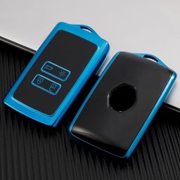 Husa cheie Renault Smartkey 4 butoane TPU albastra, pentru Megane, Kadjar, Captur, Clio
