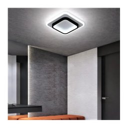 Lustra LED Khai 20W cu 3 temperaturi de culoare, alb-negru, patrata