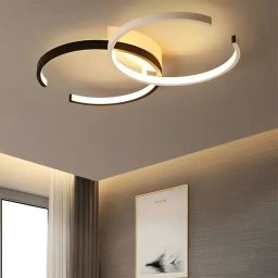 Lustra LED Vector Semiarc 40W cu telecomanda, 2 semi-arce, CCT, dimabila, negru-alb