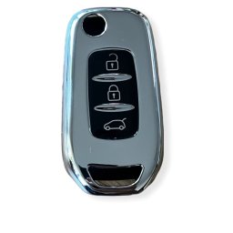 Husa cheie briceag Renault 3 butoane TPU silver, compatibila Megane 4, Kadjar, Clio