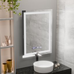 Oglinda LED de baie 60x80 cm Marcello, cu dezaburire, senzor si ceas