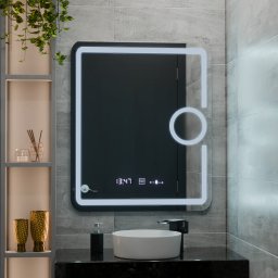 Oglinda LED dreptunghiulara baie 60x80 cm Marcello, dezaburire, ceas, termometru, dimabila