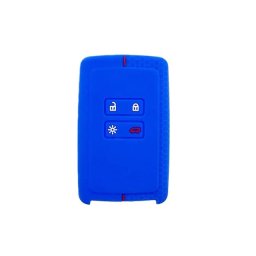 Husa cheie Renault smartkey 4 butoane din silicon, albastra cu dunga rosie