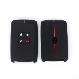 Husa din silicon pentru cheie Renault 4 butoane, negru cu dunga rosie (Smartkey)