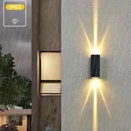 Aplica LED de exterior Celsis 6W, neagra, IP65, lumina sus-jos