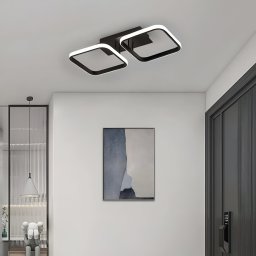 Lustra LED VERTEX 21W cu 2 patrate liniare, 3 nuante de lumina, neagra