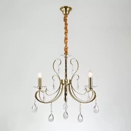 Candelabru Gustavo auriu cu cristale, 3xE14, pentru living si hol