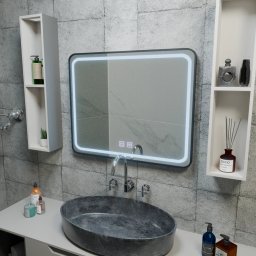 Oglinda LED pentru baie 90x75 cm, touch, dezaburire, rama neagra EDGE