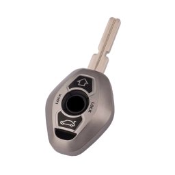 Husa cheie BMW E46/E39, 3 butoane, TPU gri, stil diamant, protectie premium