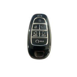 Husa cheie smartkey Hyundai Tucson 2022-2024, TPU negru cu contur silver, 6 butoane