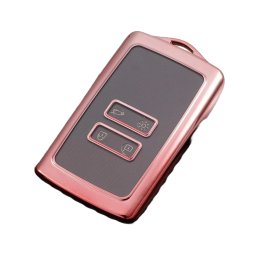 Husa cheie Renault Smartkey 4 butoane din TPU, roz, compatibila Megane Clio Captur Kadjar