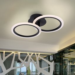 Lustra LED BETTY 27W cu telecomanda, 2 cercuri, dimabila, negru mat