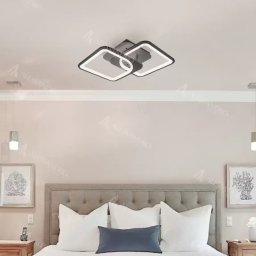 Lustra LED ZOE 27W cu telecomanda, 2 patrate, dimabila, negru mat