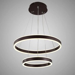 Lustra LED suspendata OLATHE 180W, 2 cercuri, dimabila cu telecomanda, maro