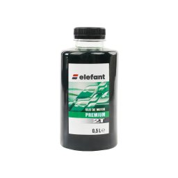 Ulei verde pentru amestec motoare 2T Elefant Premium, 0,5L, dozaj 30 ml/l
