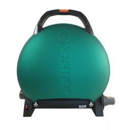 Gratar portabil O-Grill 600 verde, compact, cu maner pentru transport