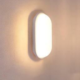 Aplica LED de exterior IP65, lumina calda 3000K, design oval, alba